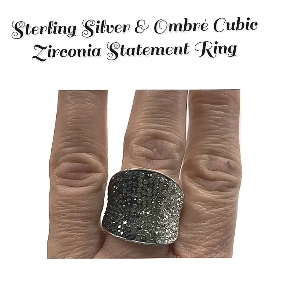 Sterling Silver & Ombré Cubic Zirconia Statement Ring